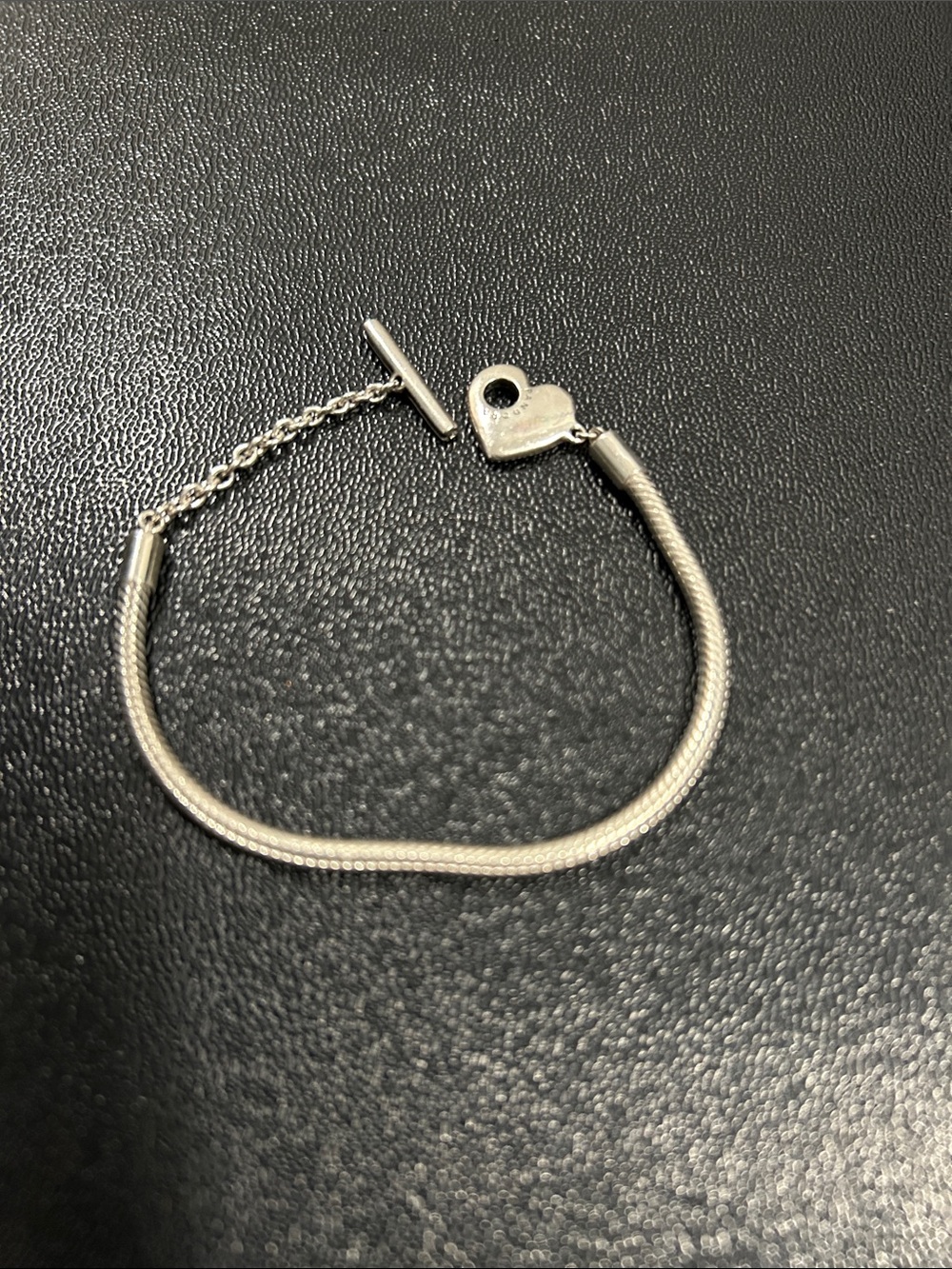 Pandora Silver Heart Toggle Snake Chain Bracelet